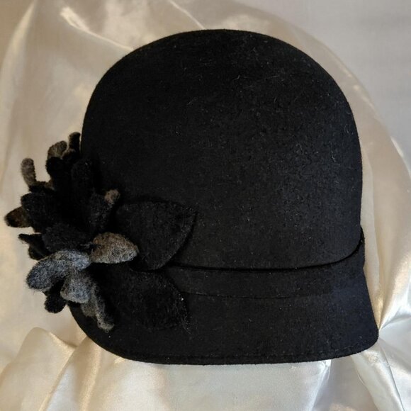 Raffaello Bettini Women's Black & Gray 100% Wool Cloche Hat - Picture 3 of 5